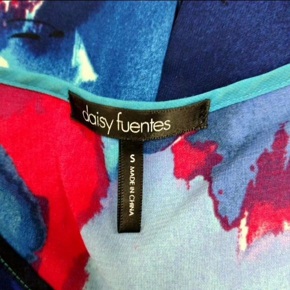 DAISY FUENTES multicolor empire waist career  blouse top Womens Small - Picture 5 of 5